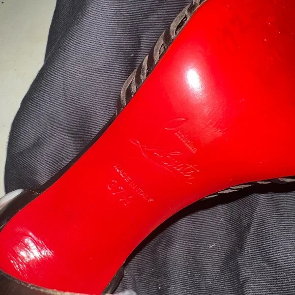 Christian Louboutin Brown Strappy Knot D'Orsay Stiletto Heels 37.5 - Picture 7 of 7